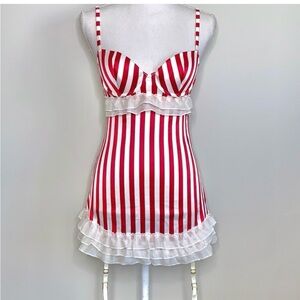 Victoria’s Secret vintage Candy Cane Satin Garter Slip